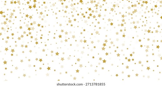 Patrón transparente de confeti de estrella dorada. Brillo dorado de fondo repetido. El amarillo chispa el Fondo de pantalla repetido. Navidades de la celebración del Vector, año Nuevo, boda o fondo de la decoración de la fiesta de cumpleaños	
