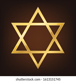 Gold Star of David. Vector Star icon. Metal Jewish Star