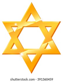 Gold Star of David vector illustration