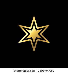 Gold Star Decorative Icon Vector Template