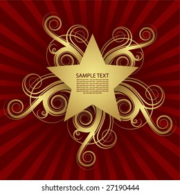 gold star design with floral elements and space for your text