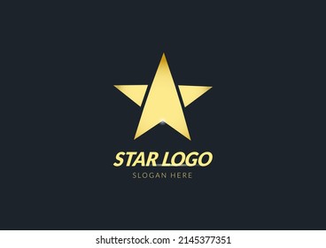 
Gold Star design Logo vector in elegant style on cool black background