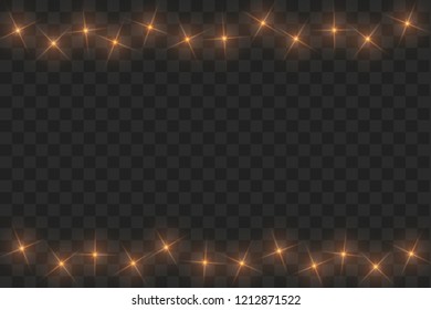 Gold star dust trail sparkling particles isolated on transparent background. Vector gold glitter wave illustration.