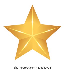 Gold star elegant with flash and glow. Vector illustration