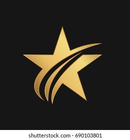 gold star elegant logo vector