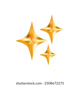 Gold star emoji icon. Glittering sparkle magic element. Stars of brilliance, radiance and freshness. Cleaning, hygiene and shine in house. Twinkle social media symbol. Vector 3D illustration.