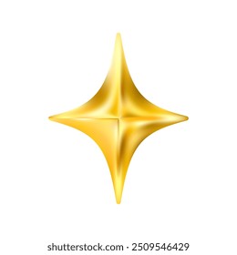 Gold star emoji icon. Glittering sparkle magic element. Stars of brilliance, radiance and freshness. Cleaning, hygiene and shine in house. Twinkle social media symbol. Vector 3D illustration.