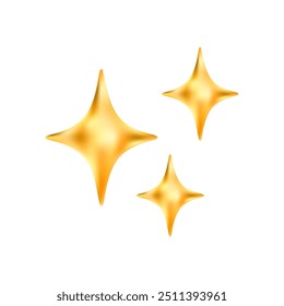 Gold star emoji icon. Glittering sparkle magic element. Stars of brilliance, radiance and freshness. Cleaning, hygiene and shine in house. Twinkle social media symbol. Vector 3D illustration.