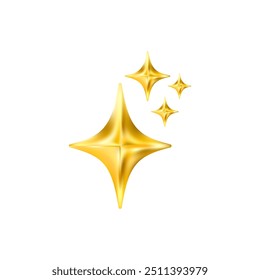 Icono de emoji de estrella de oro. Elemento mágico brillante. Estrellas de brillo, luminosidad y frescura. Limpieza, higiene y brillo en casa. Centellea el símbolo de las redes sociales. Vector 3D ilustración.