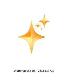 Ícone de emoji Gold Star. Elemento mágico cintilante. Estrelas de brilho, radiância e frescura. Limpeza, higiene e brilho na casa. Símbolo de mídias sociais twinkle. Ilustração em 3D vetorial.