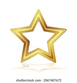 Gold star with an empty center. 3 D. Vector illustration.