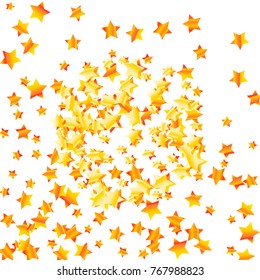 Gold star falling Pattern. Gold Yellow isolated pattern for your project. Astral Design. Chaotic Decor. Modern Creative Starlight Style. Vector illustration for celebration, party, holiday, invitation