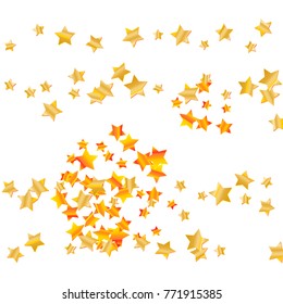 Gold star falling Pattern. Gold Yellow isolated pattern for your project. Astral Design. Chaotic Decor. Modern Creative Starlight Style. Vector illustration for celebration, party, holiday, invitation
