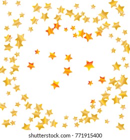 Gold star falling Pattern. Gold Yellow isolated pattern for your project. Astral Design. Chaotic Decor. Modern Creative Starlight Style. Vector illustration for celebration, party, holiday, invitation