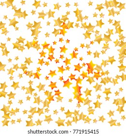 Gold star falling Pattern. Gold Yellow isolated pattern for your project. Astral Design. Chaotic Decor. Modern Creative Starlight Style. Vector illustration for celebration, party, holiday, invitation