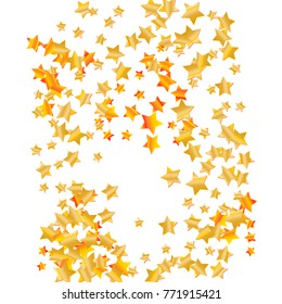 Gold star falling Pattern. Gold Yellow isolated pattern for your project. Astral Design. Chaotic Decor. Modern Creative Starlight Style. Vector illustration for celebration, party, holiday, invitation
