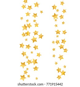 Gold star falling Pattern. Gold Yellow isolated pattern for your project. Astral Design. Chaotic Decor. Modern Creative Starlight Style. Vector illustration for celebration, party, holiday, invitation