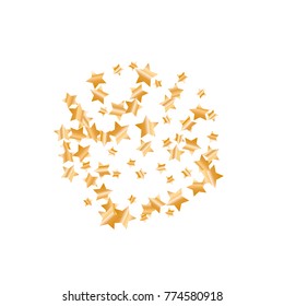 Gold star falling Pattern. Gold Yellow isolated pattern for your project. Astral Design. Chaotic Decor. Modern Creative Starlight Style. Vector illustration for celebration, party, holiday, invitation