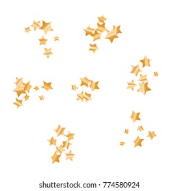 Gold star falling Pattern. Gold Yellow isolated pattern for your project. Astral Design. Chaotic Decor. Modern Creative Starlight Style. Vector illustration for celebration, party, holiday, invitation