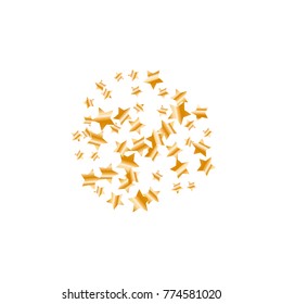Gold star falling Pattern. Gold Yellow isolated pattern for your project. Astral Design. Chaotic Decor. Modern Creative Starlight Style. Vector illustration for celebration, party, holiday, invitation