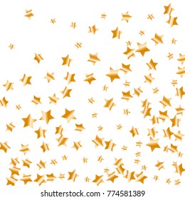 Gold star falling Pattern. Gold Yellow isolated pattern for your project. Astral Design. Chaotic Decor. Modern Creative Starlight Style. Vector illustration for celebration, party, holiday, invitation