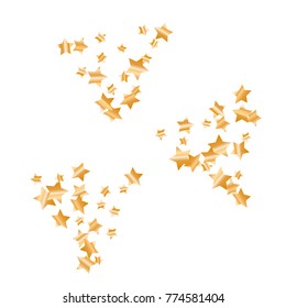 Gold star falling Pattern. Gold Yellow isolated pattern for your project. Astral Design. Chaotic Decor. Modern Creative Starlight Style. Vector illustration for celebration, party, holiday, invitation