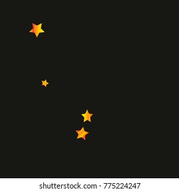 Gold star falling Pattern. Gold Yellow isolated pattern for your project. Black background. Astral Design. Chaotic Decor. Modern Creative Starlight Style. Vector illustration for invitation