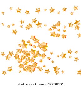 Gold star falling Pattern. Gold Yellow isolated pattern for your project. Astral Design. Chaotic Decor. Modern Creative Starlight Style. Vector illustration for celebration, party, holiday, invitation