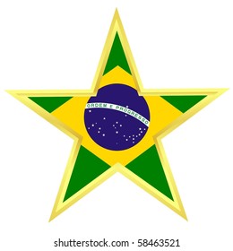 Gold star with a flag of Brazil
