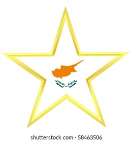 Gold star with a flag of Cyprus