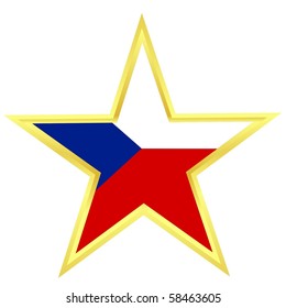 Gold star with a flag of Czech Republic