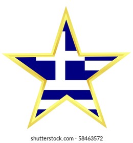 Gold star with a flag of Greece