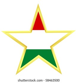 Gold star with a flag of Hungary