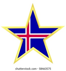 Gold star with a flag of Iceland