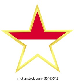 Gold star with a flag of Indonesia