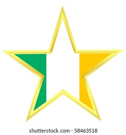 Gold star with a flag of Ireland