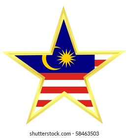 Gold star with a flag of Malaysia