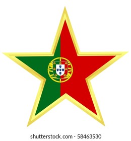 Gold star with a flag of Portugal