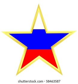 Gold star with a flag of Russia