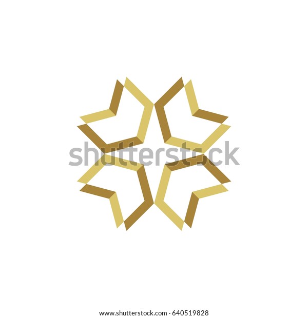 Gold Star Flower Logo Template Illustration Stock Vector Royalty Free