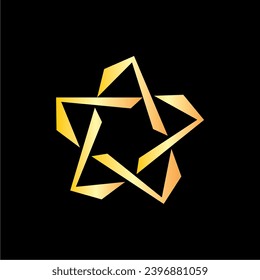 logotipo del vector del cubo de la estrella dorada