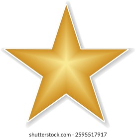Gold star. Golden Christmas star isolated on white background. Nice illustration of a 3d look Gold star on white background. Star vector collection.