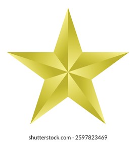 Gold star. Golden Christmas star isolated on white background. Nice illustration of a 3d look Gold star on white background. Star vector collection.
