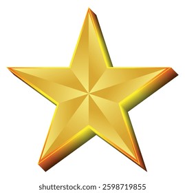 Gold star. Golden Christmas star isolated on white background. Nice illustration of a 3d look Gold star on white background. Star vector collection.