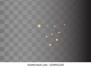Fondo transparente del vector de vacaciones Gold Star. Papel tapiz de Glamour Polka. Diseño de papel de lluvia amarilla. Patrón de Aniversario de Punto.