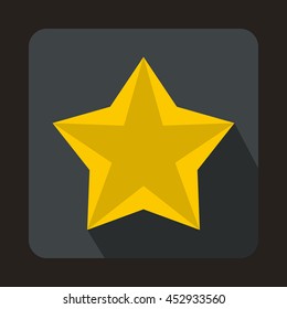 Gold star icon in flat style on a grey background