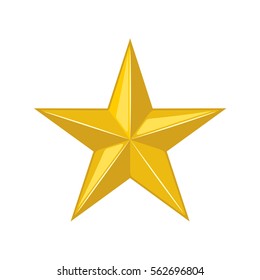 Gold star icon in flat style isolated on white background. Vector illustration.