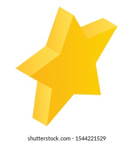 Gold star icon. Isometric of gold star vector icon for web design isolated on white background