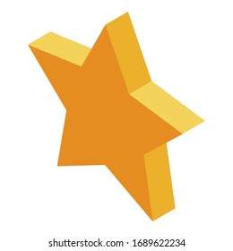 Gold star icon. Isometric of gold star vector icon for web design isolated on white background