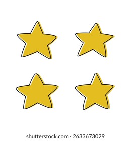 Conjunto de iconos de estrella de oro aislado silueta simple Ilustración vectorial de estilo plano sobre fondo blanco.